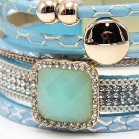 Sky Blue 5-Line Mixed Magnetic Bracelet - Picture 3 of 7